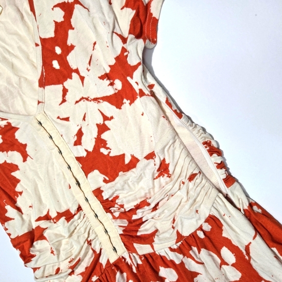 Maeve Floral Dress in Orange and Cream-Size S - 94% Rayon - Picture 7 of 9